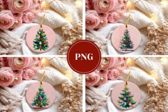 Pink Christmas Round Ornaments, Christmas Tree Ornaments Product Image 3