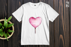 Pink Heart Lollipop Watercolor Clipart Sublimation PNG Product Image 3