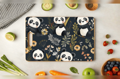 Floral Baby Panda Cutting Boards sublimation Design Product Image 3