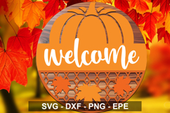 Welcome Pumpkin Round Sign SVG | Door Hanger Design Product Image 3