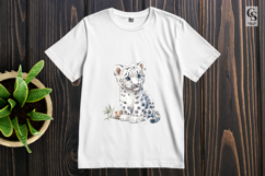 Cute Snow Leopard Cub Watercolor Clipart Sublimation PNG Product Image 3