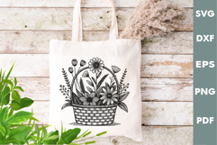 Basket with flowers SVG, Wildflowers, Laser Engraving files Product Image 3
