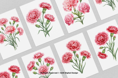 15 Bundle Watercolor Carnations Flower Botanical Bouquet Product Image 3