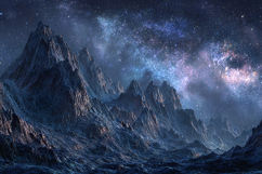 Cosmic Mountain Landscape Under Starry Galaxy Sky Product Image 1
