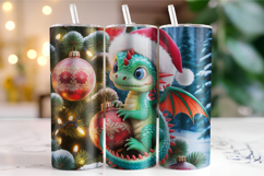 Merry Christmas Dragon Tumbler Wrap | Christmas Wrap Product Image 1