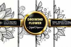 Drawing Flower Digital Papers - 04 Variations Product Image 1