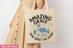 Amazing Grace How Sweet PNG, Retro Church Sublimation PNG Product Image 1