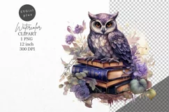 Owl on books clipart, Forest clipart, Birds clipart Product Image 1