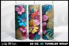 3D Tropical Flower Tumbler Sublimation Wrap Design Product Image 1