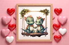 Valentine Animal On Swings Clipart, Valentine Animal Clipart Product Image 3