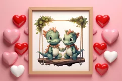 Valentine Animal On Swings Clipart, Valentine Animal Clipart Product Image 3