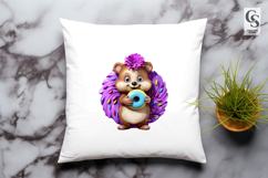 Cute Hedgehog With Donut Clipart Sublimation PNG Product Image 3