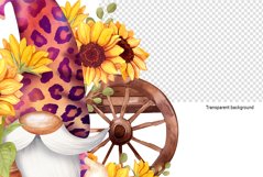 Gnome leopard and Sunflower Watercolor Digital Clipart Product Image 3