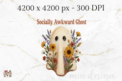 Socially Awkward Ghost PNG, Floral Halloween Sublimation Product Image 2
