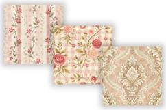 Champagne Pink Toile Digital Paper Pack, Vintage Floral Product Image 3