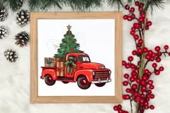 Red Christmas Truck Sublimation Clipart, Christmas PNG Product Image 3