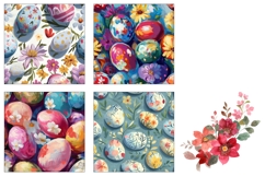 Easter Eggs Square Coasters, Watercolor Easter Eggs Print Product Image 3