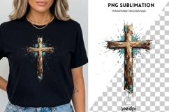Rustic Wooden Cross PNG Sublimation | Christian Faith Cross Product Image 3