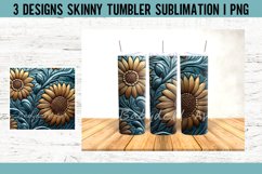 Tooled Leather Flowers Tumbler Sublimation PNG Product Image 3