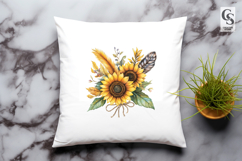 Sunflower Feather Bouquet Clipart Sublimation PNG Product Image 3