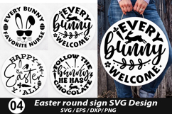 Easter Round Sign SVG Design - Follow the bunny he has choco Product Image 1