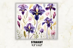 Iris Floral Tumbler Wrap | Floral Tumbler Sublimation Product Image 3