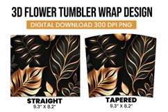 Golden and black 3d leaves tumbler wrap Product Image 3