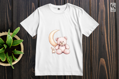 Cute Teddy Bear Moon Clipart Sublimation PNG Product Image 3