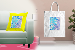 Blue Abstract Leaf Block Embroidery Design Product Image 3