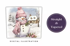 Christmas Tumbler Design, Watercolor Snowman Tumbler PNG Product Image 3
