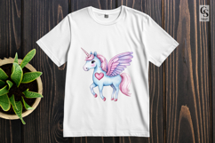 Watercolor Pegasus Unicorn With Heart Clipart png Product Image 3