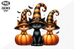 Halloween Cat And Pumpkin Sublimation - Clipart PNG Design Product Image 1