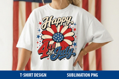 Happy 4th of July PNG, Patriotic Flower Sublimation Design Product Image 5
