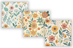 Retro Floral Seamless Pattern Bundle, Scandinavian Flower Product Image 3