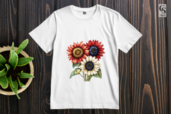 Patriotic Sunflower Bouquet Clipart Sublimation PNG Product Image 3