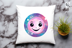 Cute Galaxy Planet Face Cartoon Clipart Sublimation Png Product Image 3