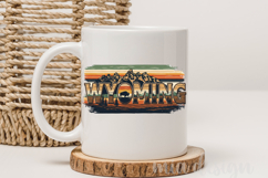 Wyoming State PNG, Vintage Mountain Bison Sublimation Product Image 3