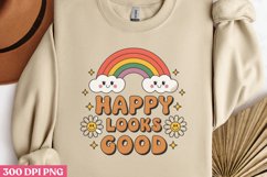 Happy Looks Good PNG, Retro Motivation Sublimation PNG Product Image 3