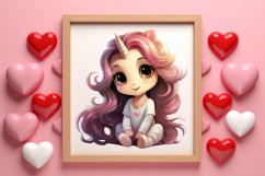 Cute Baby Unicorn Clipart, Valentines Day Couplet Product Image 3