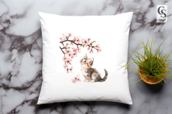 Spring Blossom Kitten Clipart Sublimation PNG Product Image 3