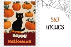Cute Halloween Greeting Card, Halloween Black Cat Wall Art Product Image 3