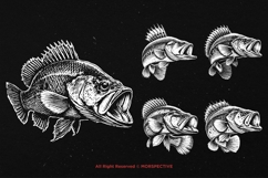 10 Bundle Dark Art Peacock Fishing Bass Jumping Fish Tattoo Product Image 5