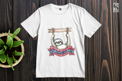 Watercolor Patriotic Sloth Clipart PNG Product Image 3