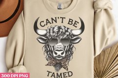 Can&#039;t Be Tamed PNG, Highland Cow Sublimation PNG Product Image 1