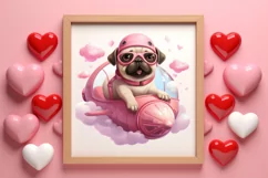 Cute Pug Puppy Valentine Clipart, Valentines Clipart Product Image 3