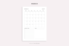 2027 Monthly Planner on One Page, Printable, A4/Letter Size Product Image 3