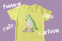 dino on the skateboard watercolor png Product Image 2