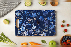 Blue Winter Pressed Flowers Cutting Boards sublimation Desig Product Image 3