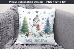 Merry Christmas - Christmas Snowman pillow Sublimation PNG Product Image 4