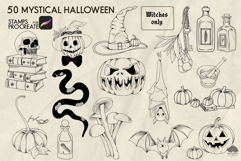 Mystical Halloween Procreate stamps Product Image 3
